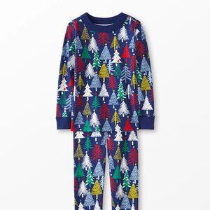 Hanna Andersson HannaJams Long John Pajama Set (Twinkly Trees On Navy) 90 3T